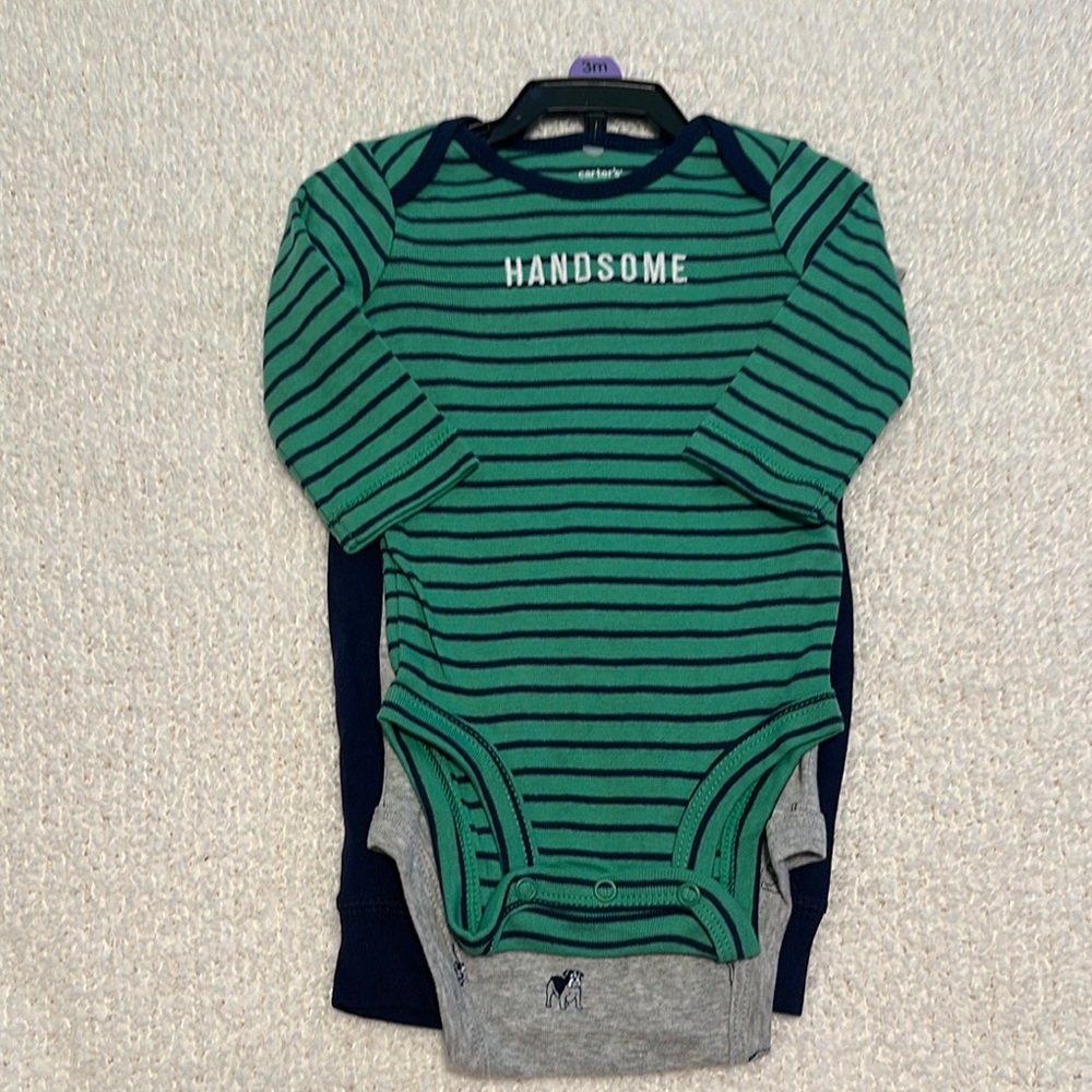 Carter's Green and Gray Bodysuit One Piece